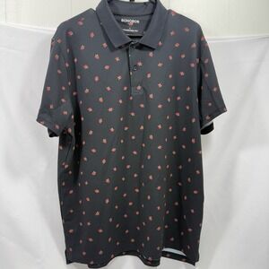 Bonobos Men's Golf Shirt Black &‎ Red Roses Golf Polo Size Large